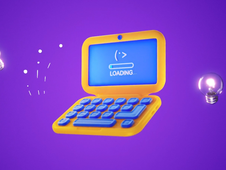 3D render of a cartoony laptop