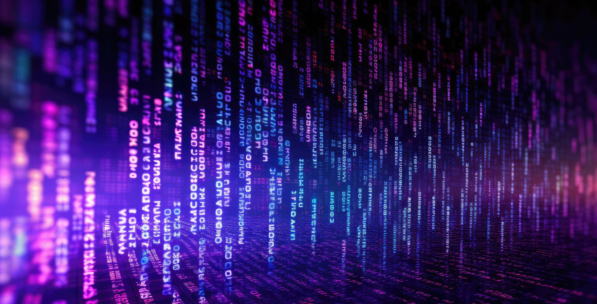 Abstract code floating in a purple background