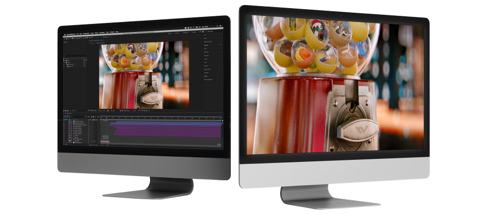 A computer showing the post production of a video